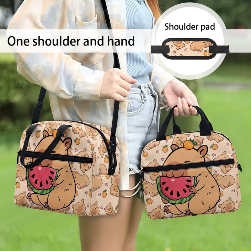 Yuosegray Capybara Kindergarten Lunch Box for Boys 4-6 Watermelon Preschool Lunch Box for Girls 6-8 Kindergarten Meal Bag Toddler Students Elementary School Adjustable Shoulder Strap Lightweight - Image 3